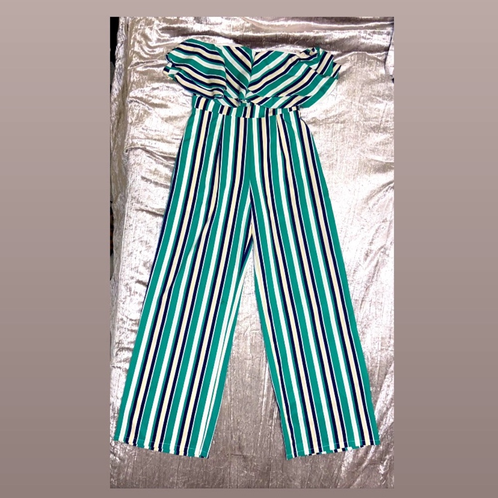 Fashion Nova Striped Tube Jumpsuit